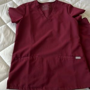 Figs burgundy scrub top